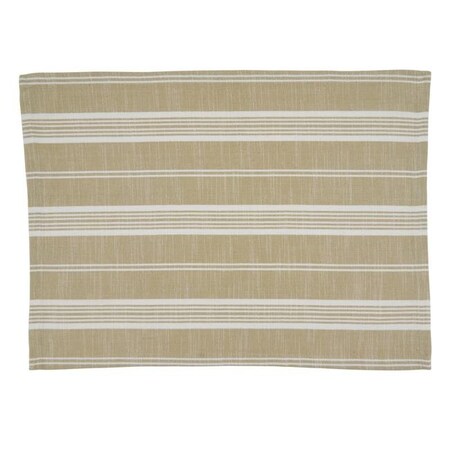 Saro Lifestyle SARO 5618.KH1420B 14 x 20 in. Oblong Striped Design Cotton Placemats Khaki - Set of 4 5618.KH1420B